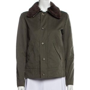 APC cotton jacket with faux fur trim, Size Small, Olive Green, Unisex